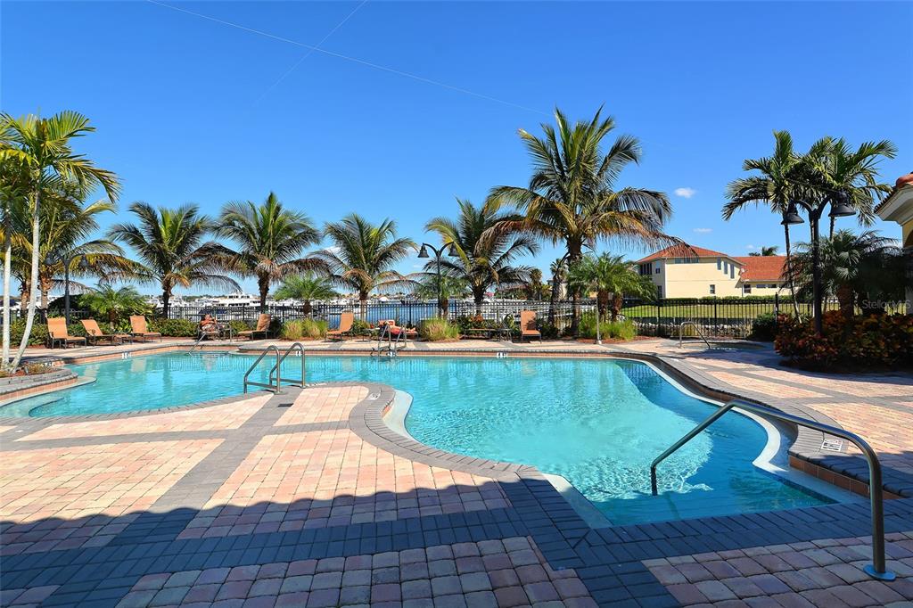 606 Riviera Dunes Way, Unit 306 Palmetto, FL 34221 - Photo 58 of 64 a view of swimming pool with outdoor seating and plants