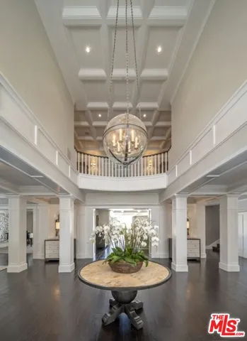 a view of a very nice looking dining room with a chandelier