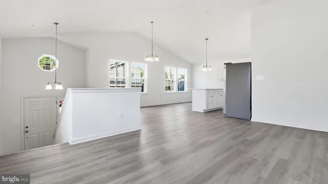 a view of staircase with white walls and white walls