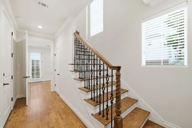 a view of entryway with wooden floor