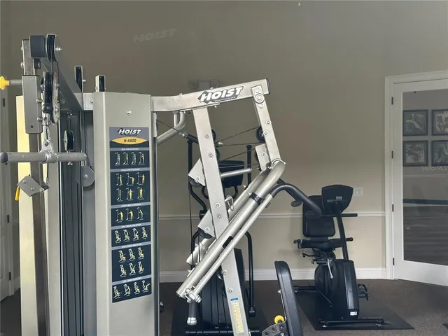 a view of a room with gym equipment