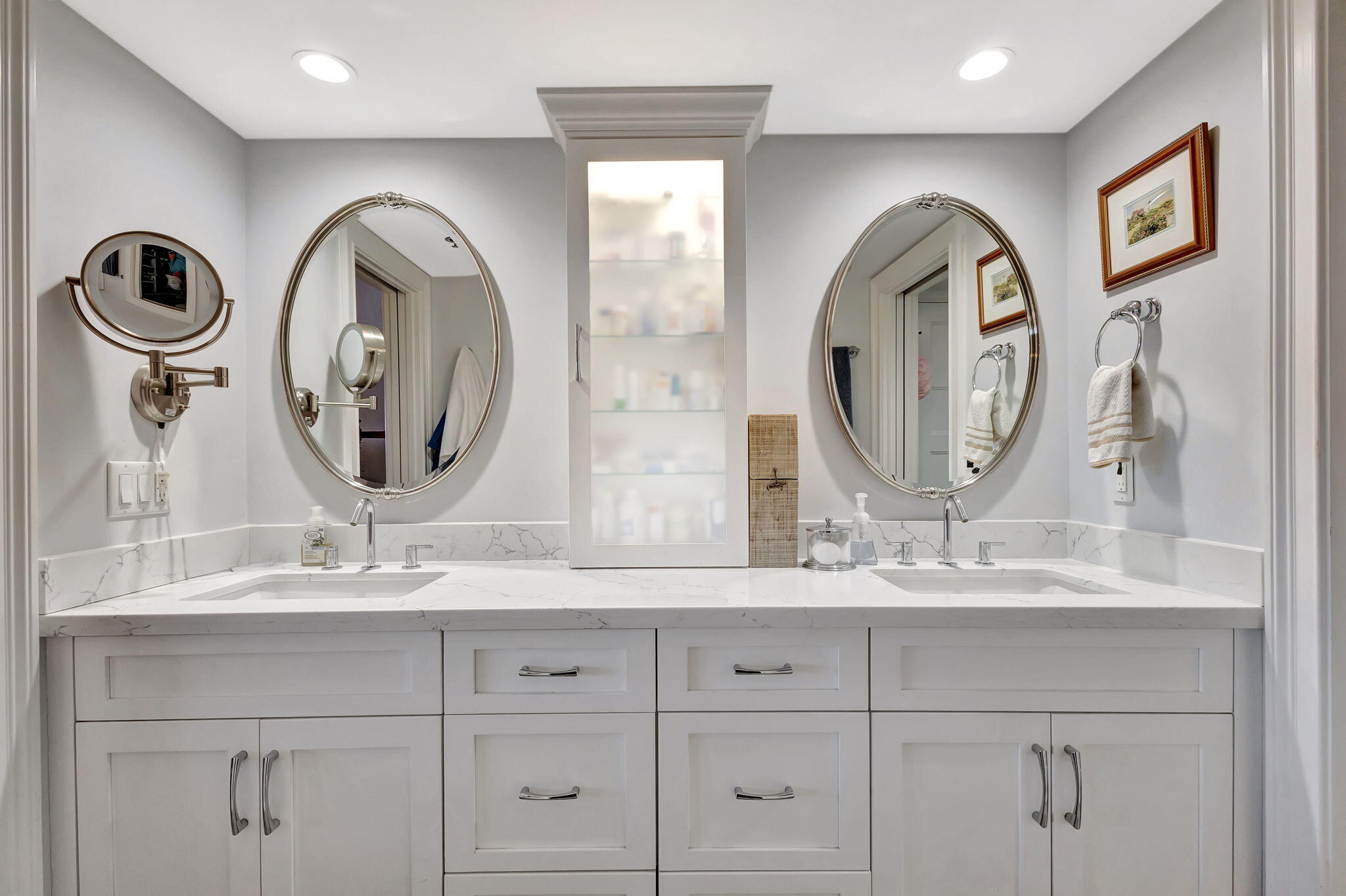 16910 Bay Street, Unit E503 Jupiter, FL 33477 - Photo 10 of 33 a bathroom with a granite countertop and a mirror
