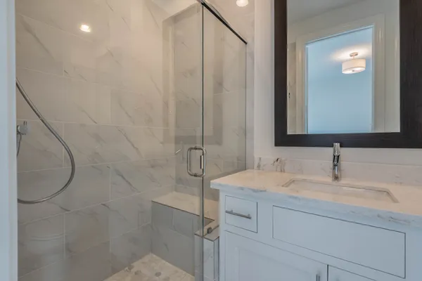 a view of a room with racks on the wall