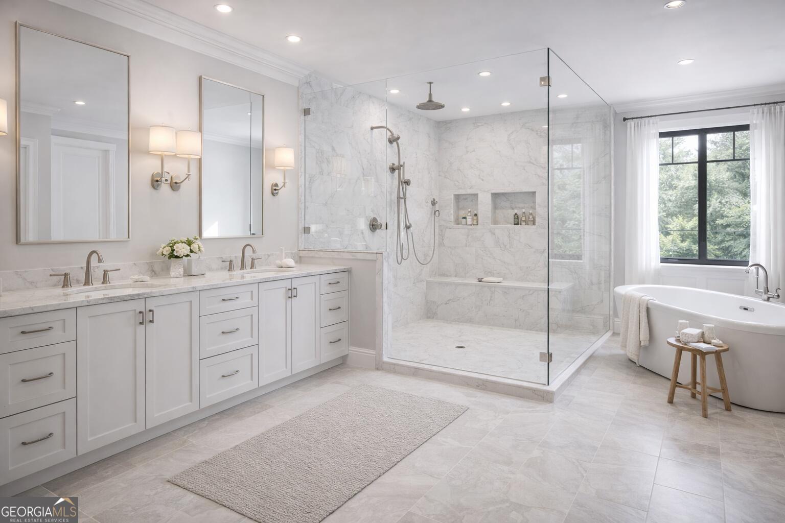 6390 Ivey Road Southeast Mableton, GA 30126 - Photo 4 of 14 a spacious bathroom with a shower tub double and sink