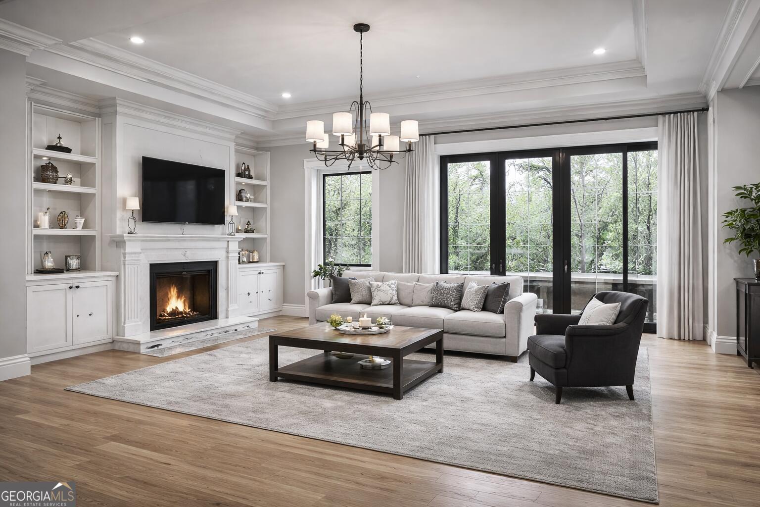 6390 Ivey Road Southeast Mableton, GA 30126 - Photo 7 of 14 a living room with furniture fireplace and flat screen tv