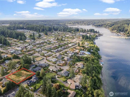 a view of a city with mountains in the background