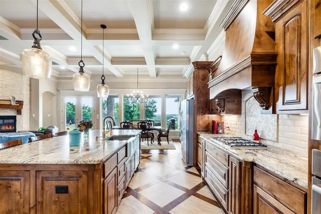 a kitchen with lots of counter top space