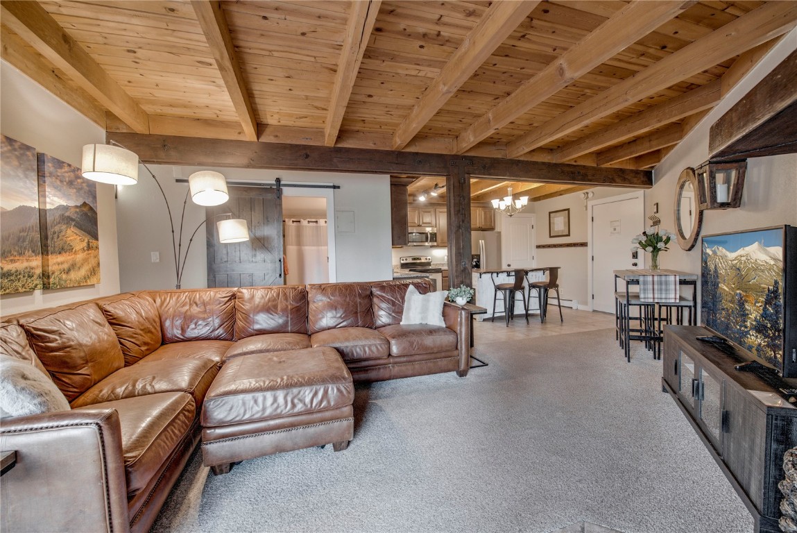 8500 Ryan Gulch Road, Unit G3 Silverthorne, CO 80498 - Photo 5 of 28 a living room with furniture and a flat screen tv