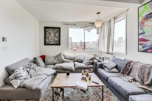 a living room filled with furniture