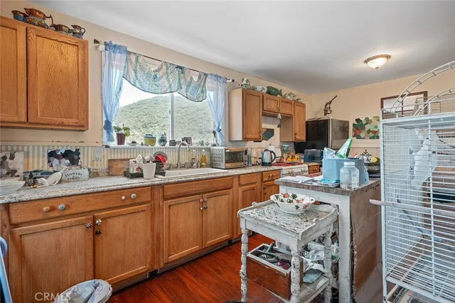 a view of a city with mountains in the background