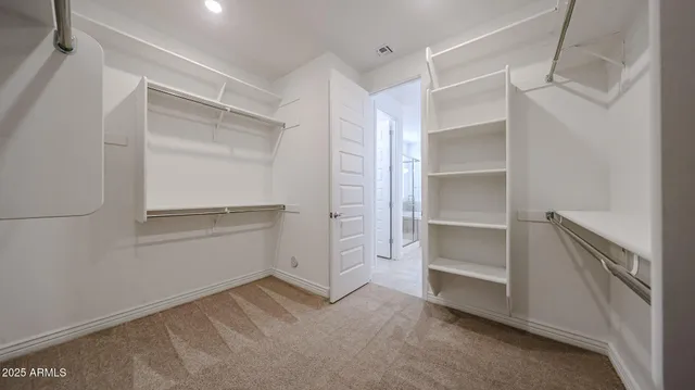 a view of an empty walk in closet