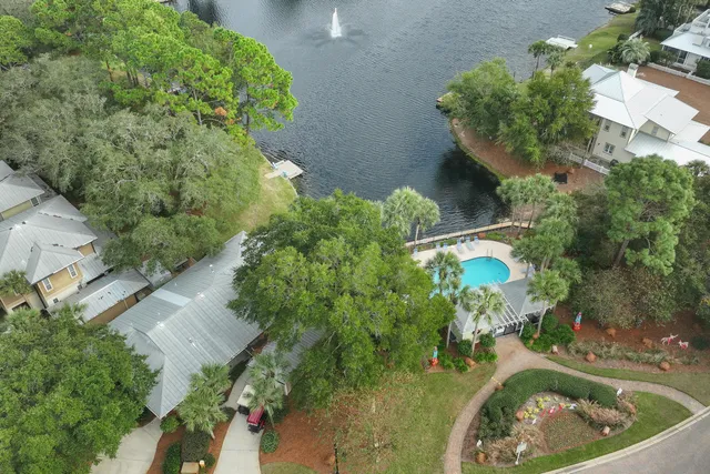 a view of a lake with a building in the background