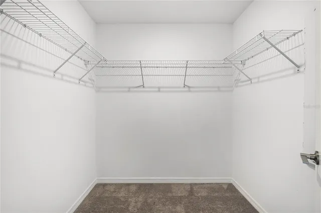 a view of a room with racks on the wall