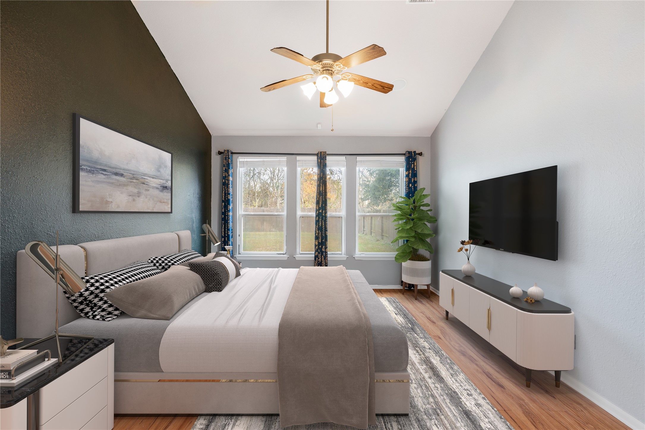 16622 Dover Mills Drive Spring, TX 77379 - Photo 11 of 30 a spacious bedroom with a bed and a flat screen tv