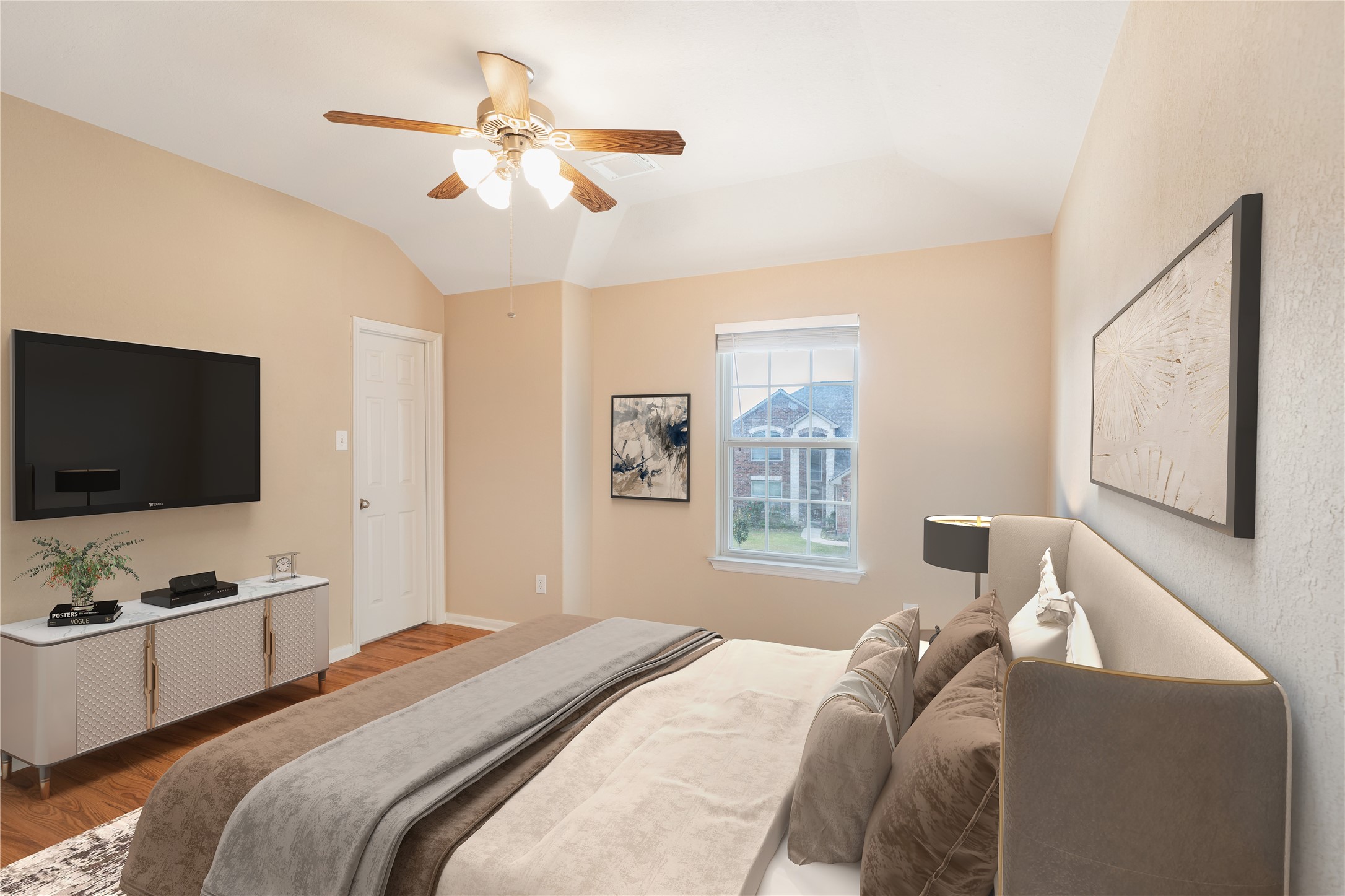 16622 Dover Mills Drive Spring, TX 77379 - Photo 18 of 30 a bedroom with a bed window and a flat screen tv