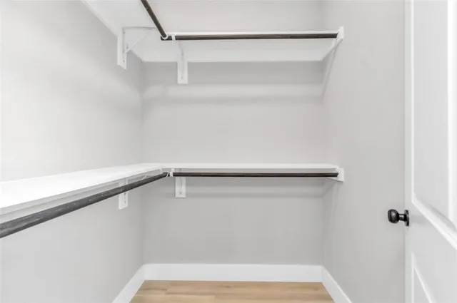 a view of small space with racks on the wall