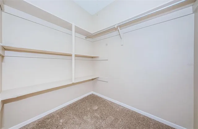 a view of an empty walk in closet