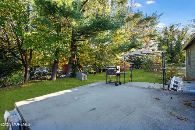 a view of a park with swings and slides