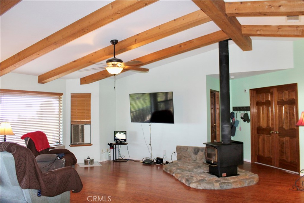 Living room with wood burning stove