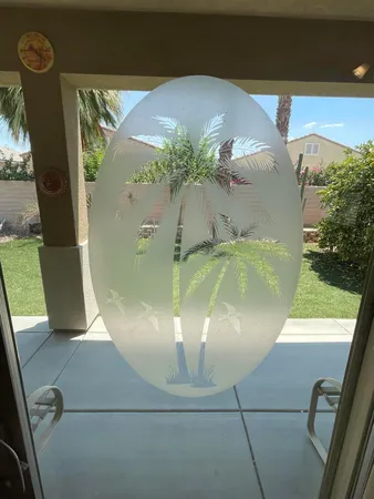 a view of a glass door