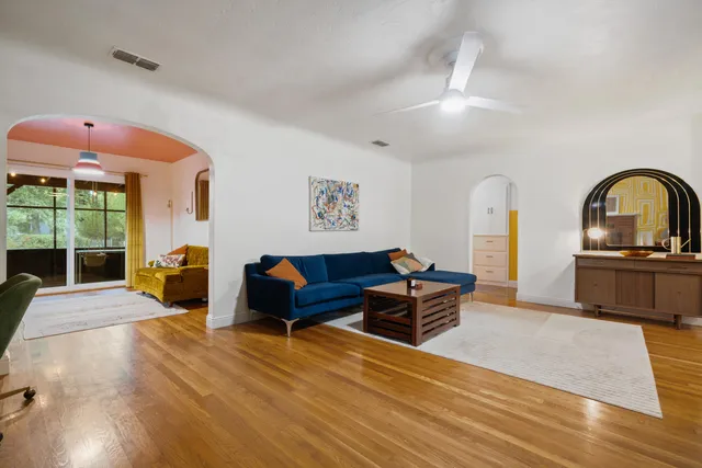 a living room with furniture