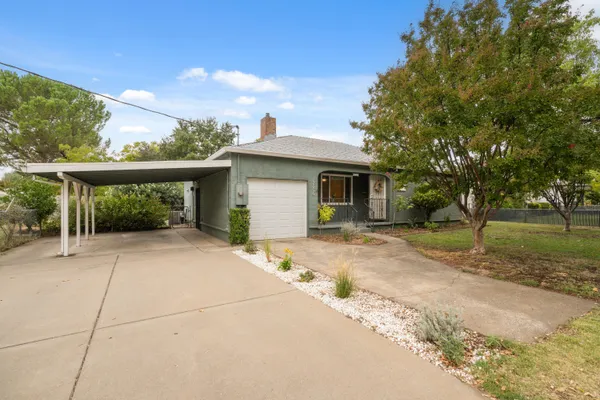 a view of a house with a patio