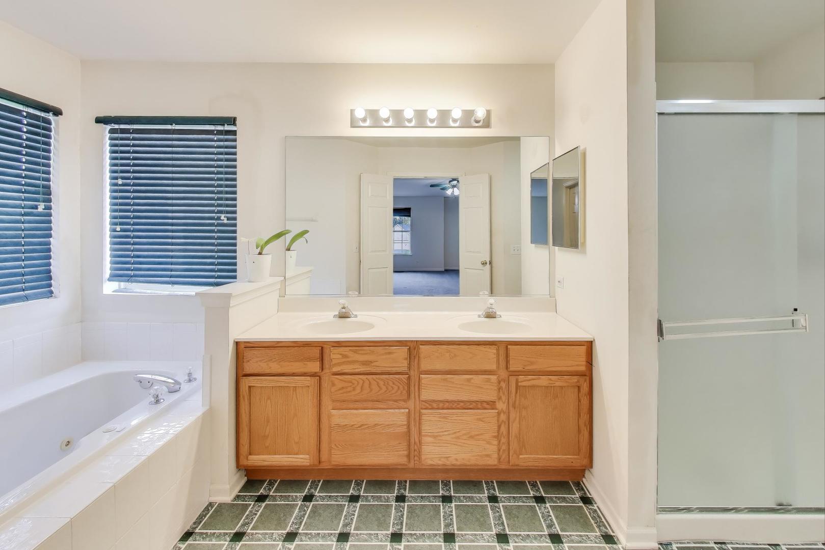 697 Providence Lane Lindenhurst, IL 60046 - Photo 16 of 31 a bathroom with a sink mirror and a bathtub