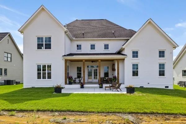 an aerial view of a house with garden space sitting space