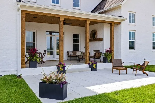 a view of a terrace with sitting area
