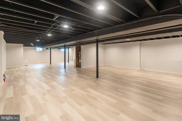 a view of a room with racks on the wall