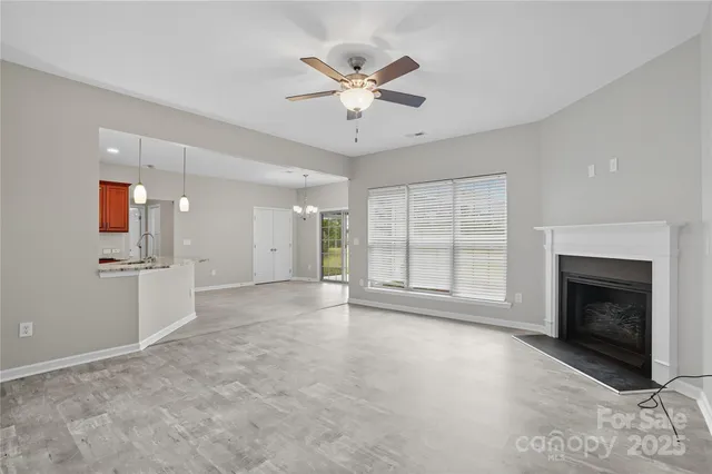 a view of a chandelier in a room