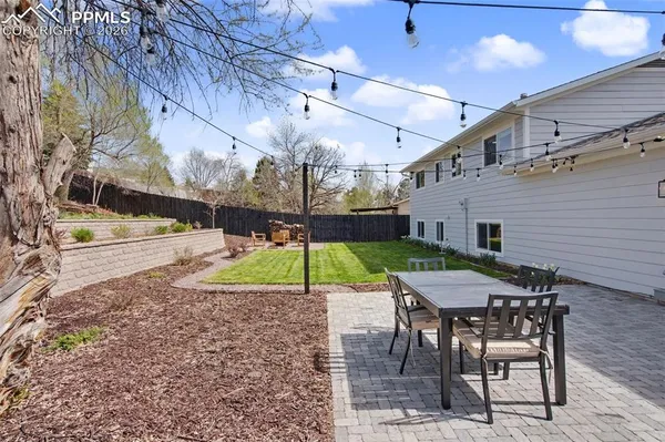 a view of a table and chairs in patio