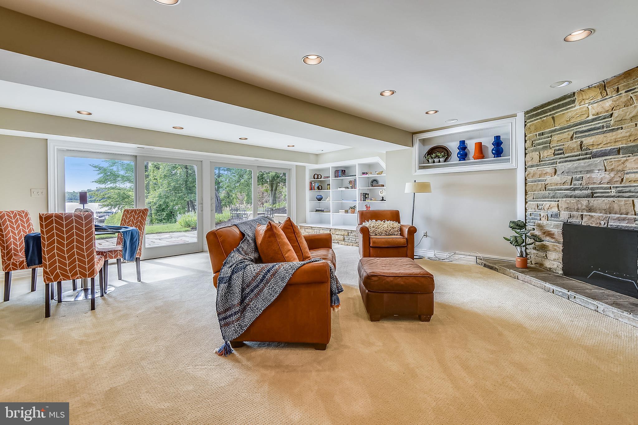 508 Tulip Road Annapolis, MD 21403 - Photo 27 of 61 Lower Level Family Room with Stone Fireplace