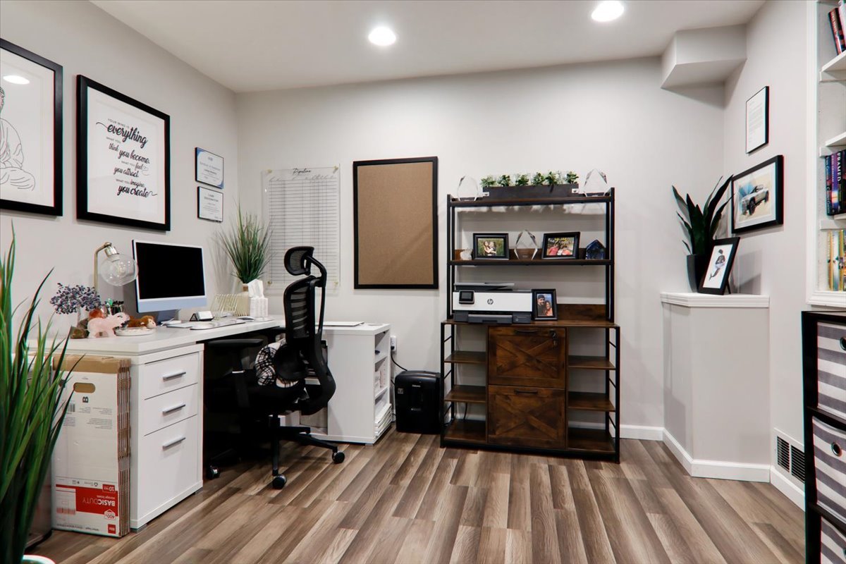 910 Drayton Street Normal, IL 61761 - Photo 24 of 30 a view of workspace with wooden floor