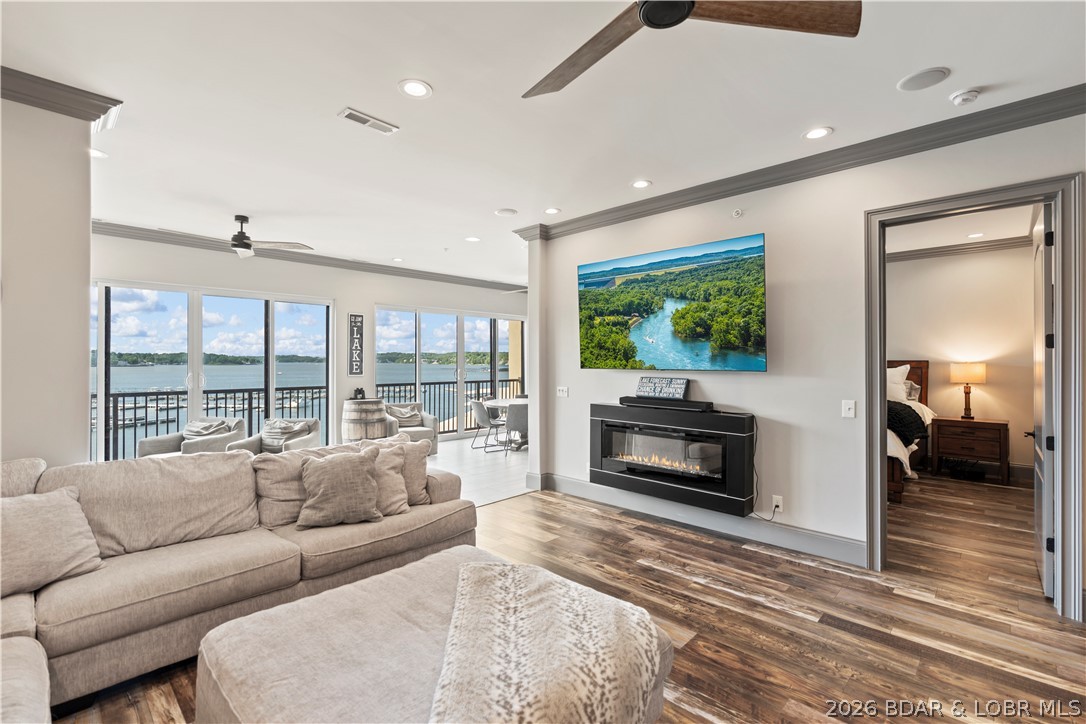 Living and Dining Room with Lake View