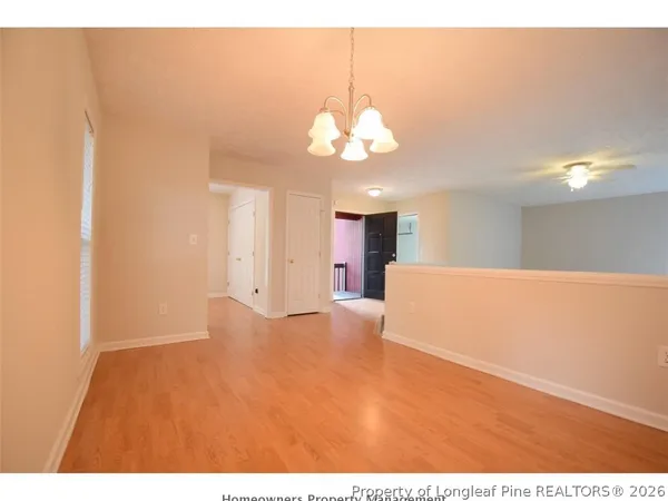 a view of a livingroom with a chandelier