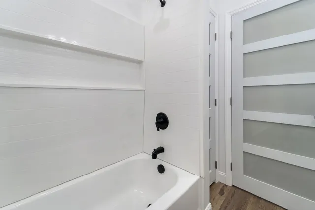 a bathroom with a tub