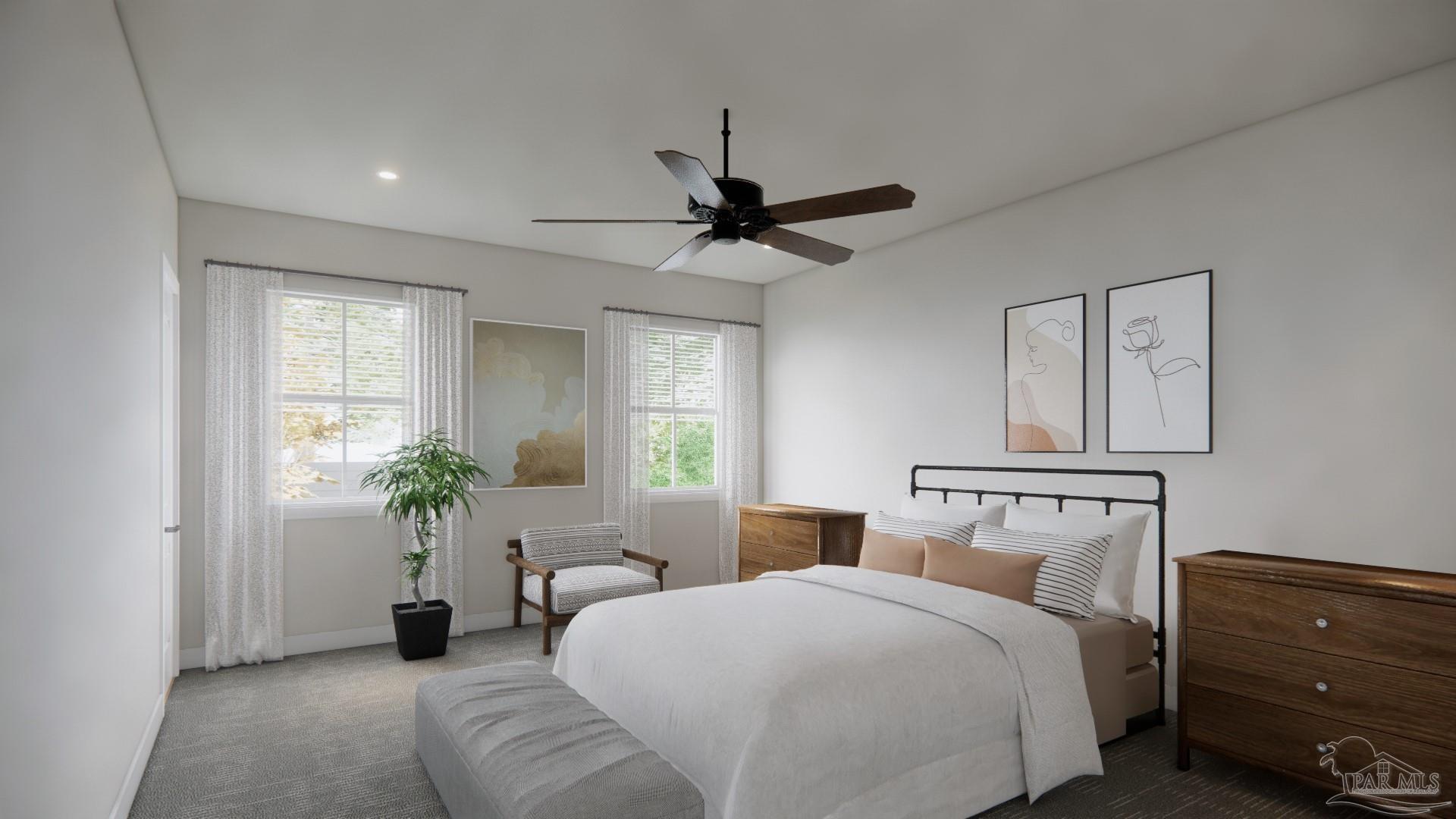 4388 Russell Elliott Road, Unit 37 Jay, FL 32565 - Photo 9 of 18 a bedroom with a large bed and a chandelier