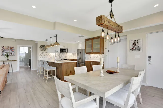 a view of a dining room and livingroom