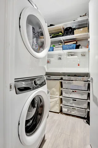 a close up view of washer and dryer