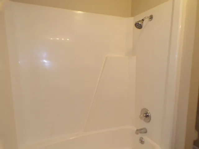 a bathroom with a shower and a bath tub