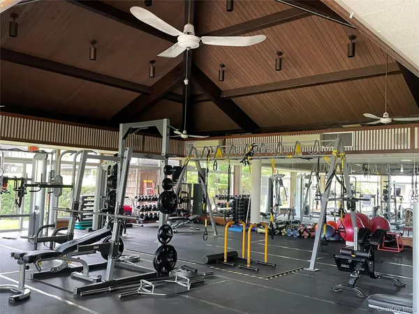 a view of a room with gym equipment