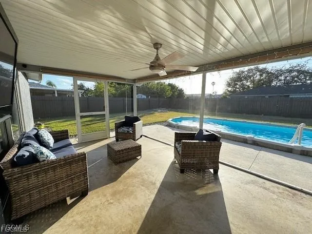 a building outdoor space with patio furniture