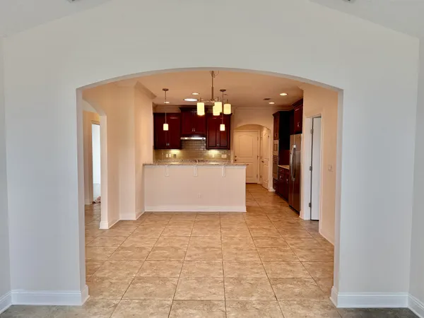 a view of a kitchen with a sink