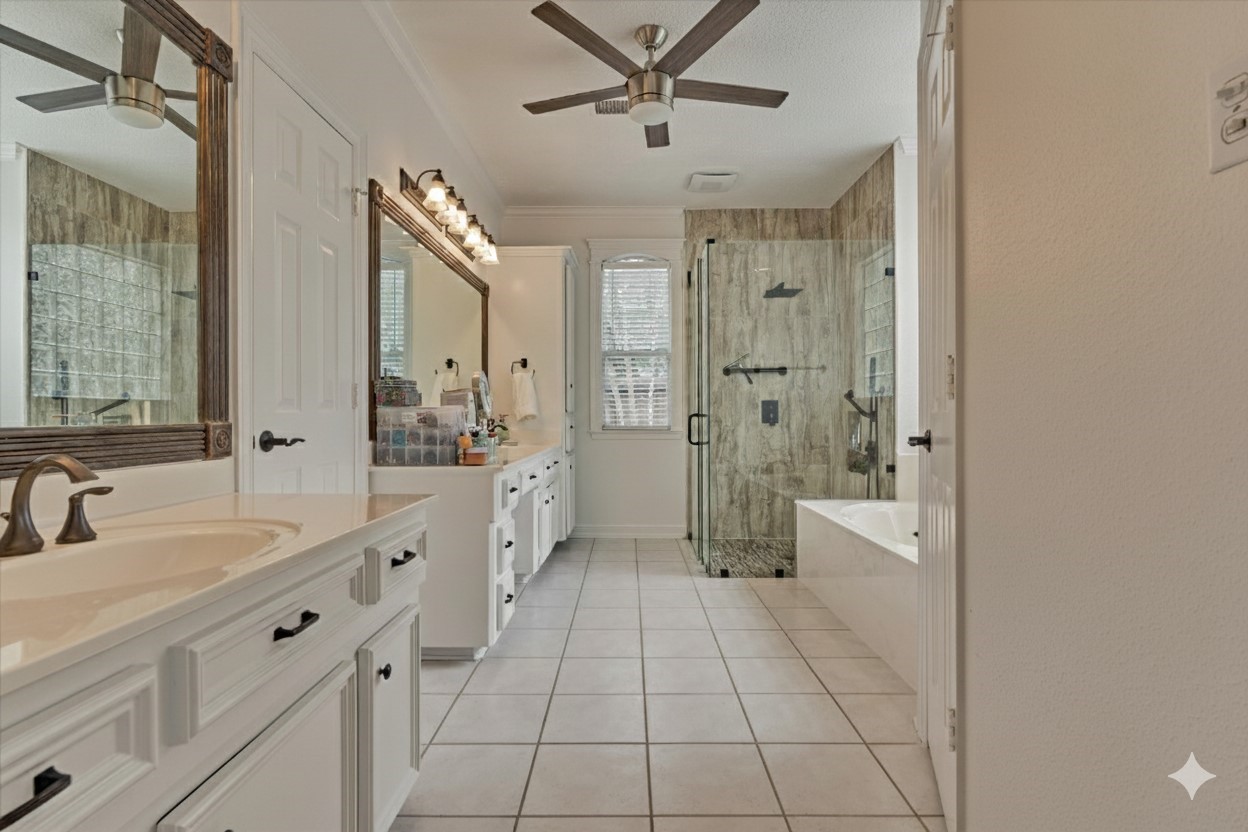 91 Wind Ridge Circle Spring, TX 77381 - Photo 20 of 50 Spa-like primary bathroom boasts tons of natural light!