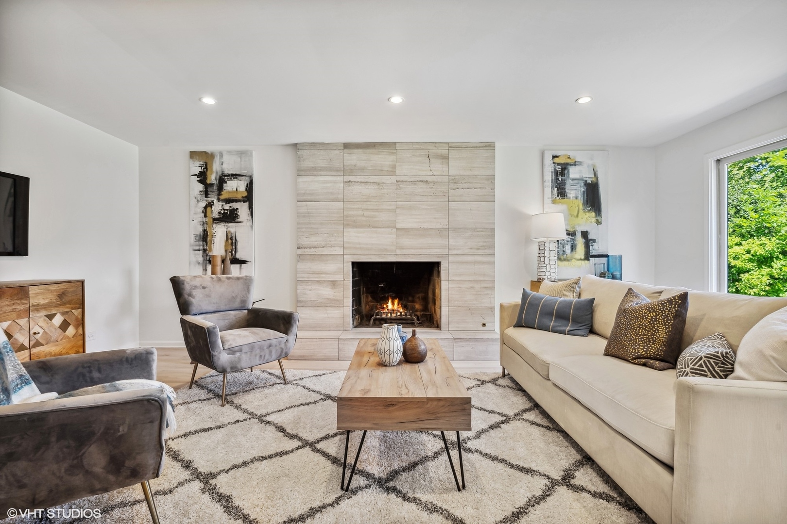 4130 Rutgers Lane Northbrook, IL 60062 - Photo 21 of 41 a living room with furniture and a fireplace