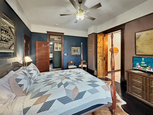 a view of bathroom with a mirror