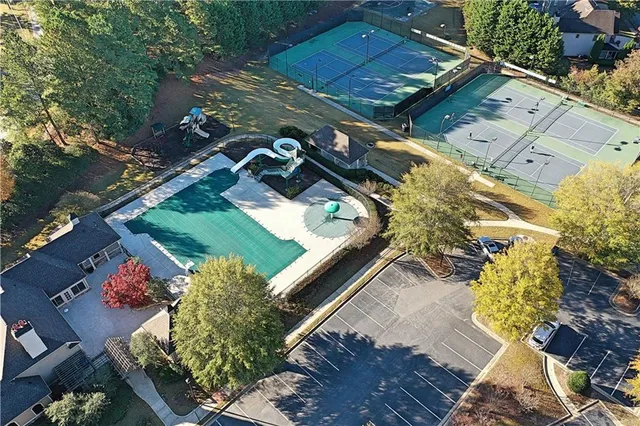 an aerial view of a house