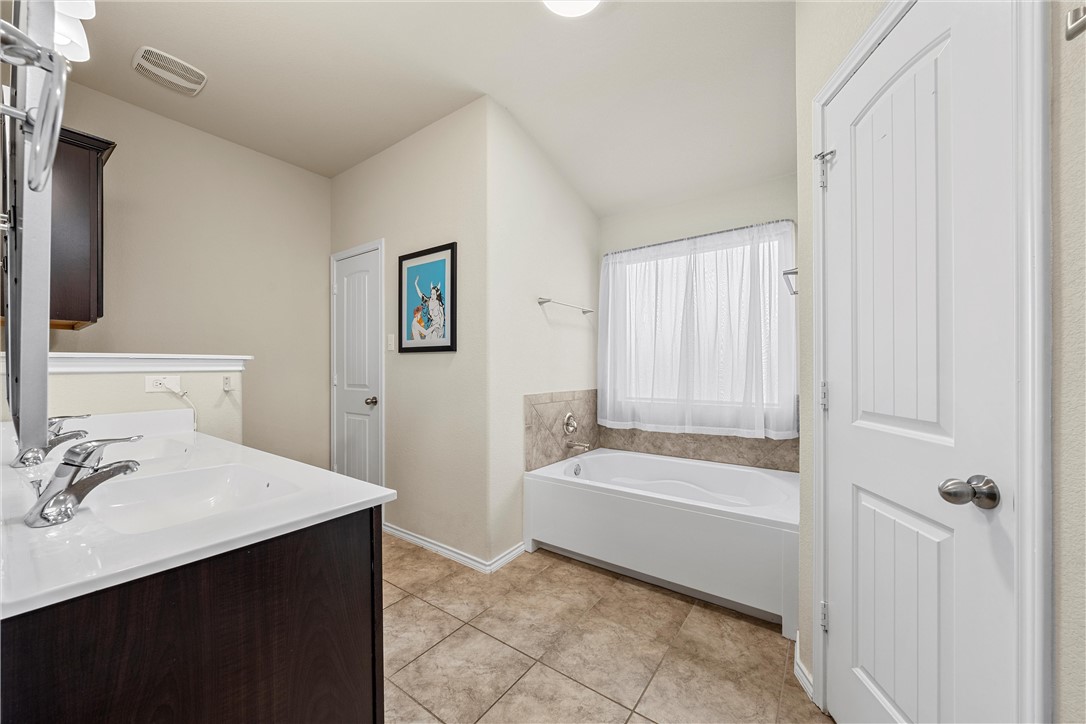 11220 Haviture Way Waco, TX 76708 - Photo 15 of 23 a bathroom with a bathtub a sink and a mirror