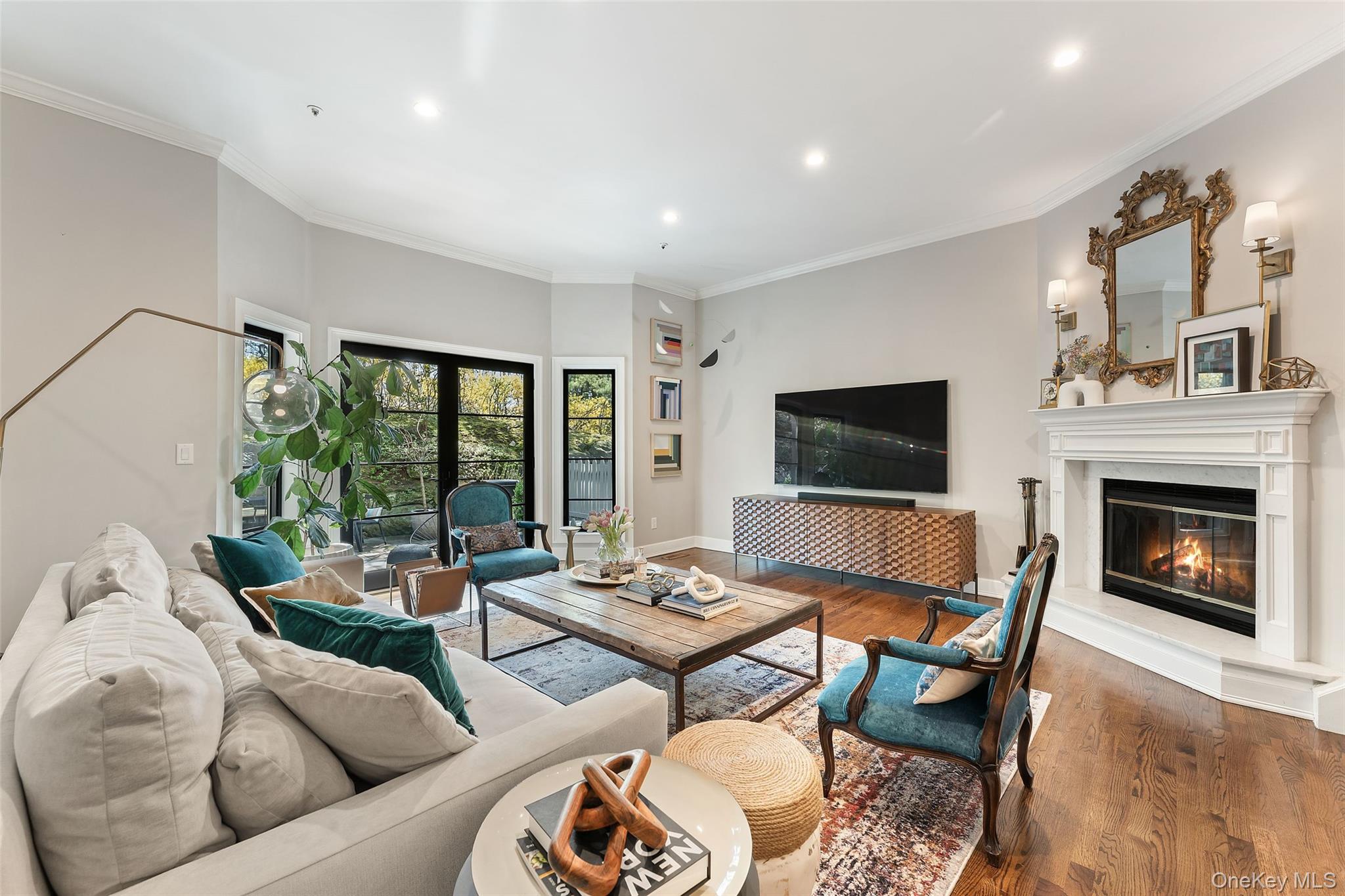 227 Boulder Ridge Road Scarsdale, NY 10583 - Photo 9 of 37 Alternate view of living room with wood burning fireplace